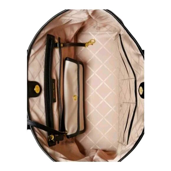 Michael Kors Large Eva Tote Bag Nylon Light Sand Black - Picture 3 of 6